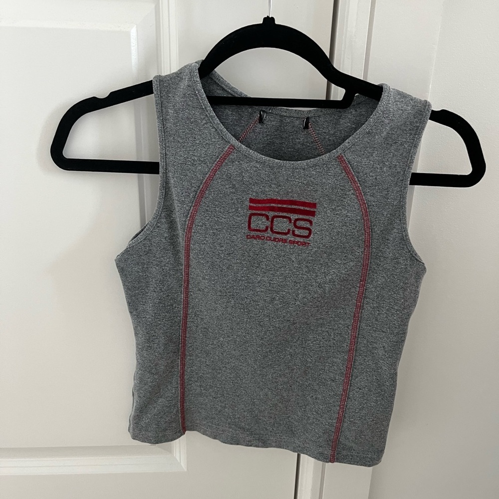 Caro Cuore Sport Heather Grey Red Muscle Tank